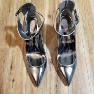 GIANVITO Rossi Silver Leather ankle strap Pumps